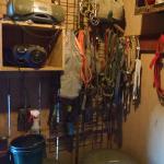 An overflow of tack.  Small shelves were not providing enough storage space. 