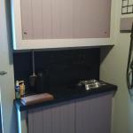 Custom built cabinets with doors that close tightly. 